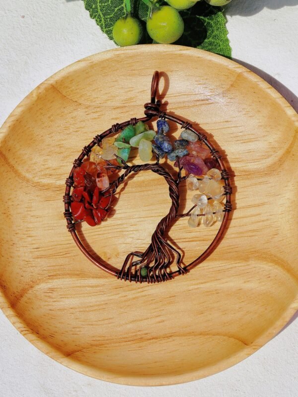 Colorful natural crystal rubble fortune Tree Pendant