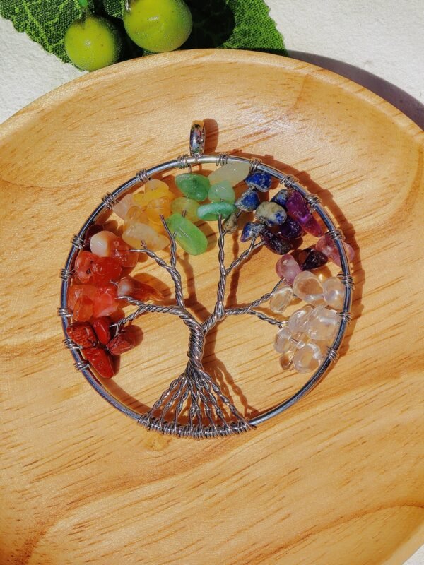 Colorful natural crystal rubble fortune Tree Pendant