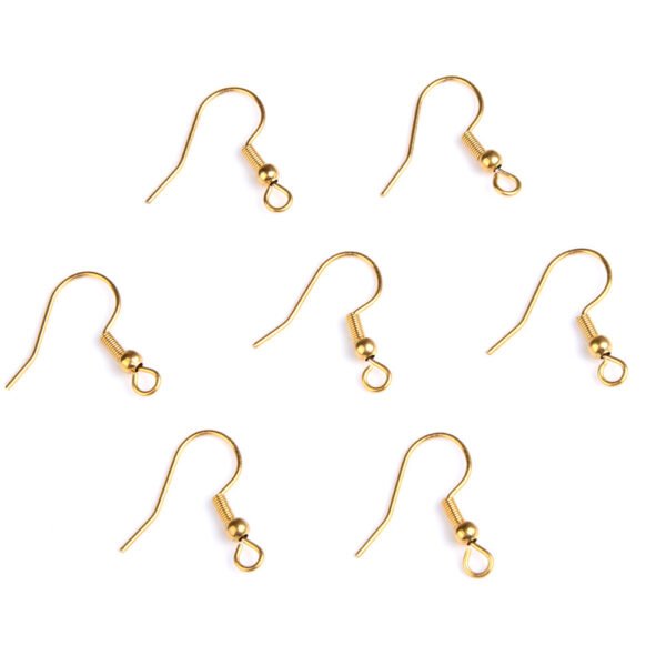Silver Gold Plated Spring Ball Dangle Ear Wire Stainless Steel Earring Hooks For DIY Jewelry Making