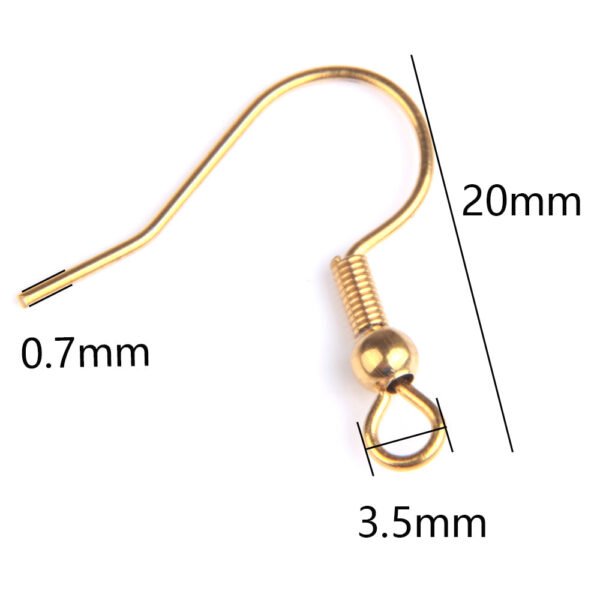 Silver Gold Plated Spring Ball Dangle Ear Wire Stainless Steel Earring Hooks For DIY Jewelry Making