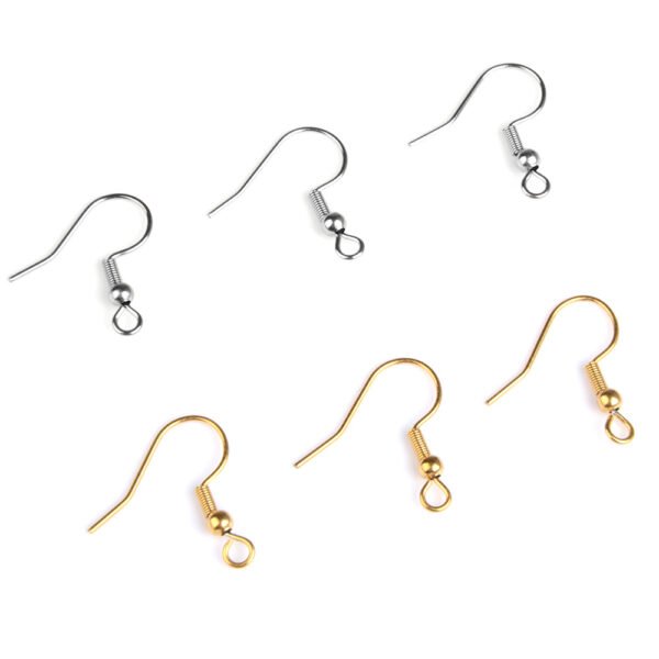 Silver Gold Plated Spring Ball Dangle Ear Wire Stainless Steel Earring Hooks For DIY Jewelry Making