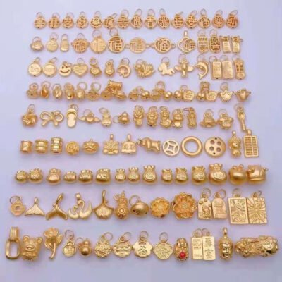Various Designs Real 999 Pure 24K Gold Necklace Charms Pendants Women Ladies Bridal Engagement Wedding Jewelry Accessories