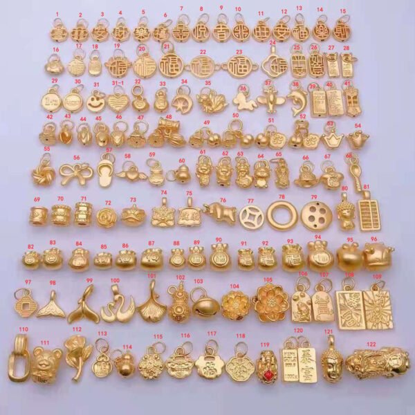 Various Designs Real 999 Pure 24K Gold Necklace Charms Pendants Women Ladies Bridal Engagement Wedding Jewelry Accessories