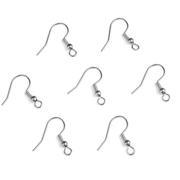 Silver Gold Plated Spring Ball Dangle Ear Wire Stainless Steel Earring Hooks For DIY Jewelry Making
