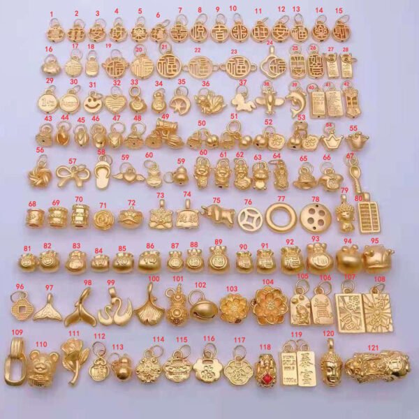 Various Designs Real 999 Pure 24K Gold Necklace Charms Pendants Women Ladies Bridal Engagement Wedding Jewelry Accessories