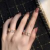 Sweet Flower Opening Adjustable Ring For Women Korean Trend Exquisite Jewelry Shiny Rhinestone Zircon Finger Ring Party Gift