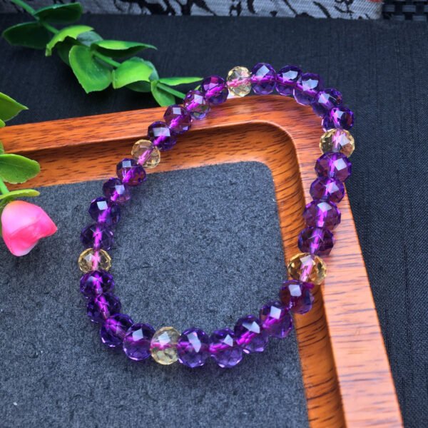 Purple Yellow Crystal Faceted Bracelet 💕 Specification 7mm ✨1910003.8995