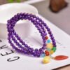 Natural Amethyst Three Ring Bracelet, paired with natural honey wax, Tianhe Stone, South Red, all accessories are natural, Amethyst size is about 5mm, 1020799