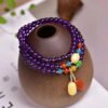 Natural Amethyst Three Ring Bracelet, paired with natural honey wax, Tianhe Stone, South Red, all accessories are natural, Amethyst size is about 5mm, 1020799