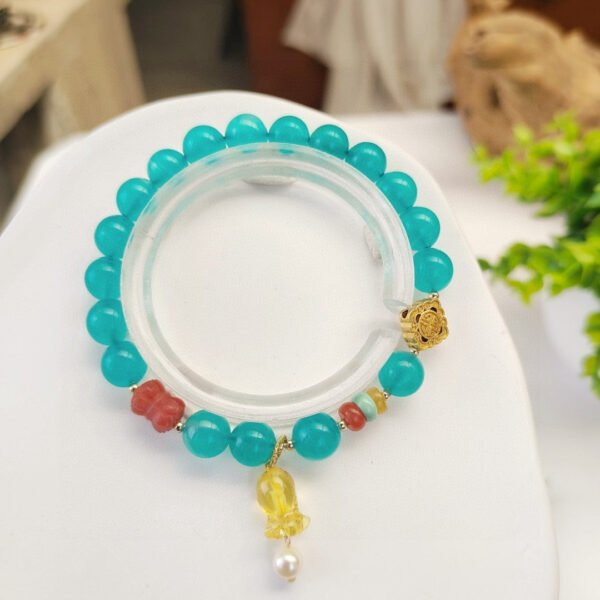 Natural Tianhe Stone Bracelet, 💞 Paired with natural southern red lotus/wax bell orchid 💓， Bead diameter 8mm 1020899