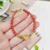 Natural South Red Honey Wax Single Loop Bracelet, 💕 Paired with natural wax pumpkin beads 1021359