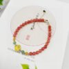 Natural South Red Honey Wax Single Loop Bracelet, 💕 Paired with natural wax pumpkin beads 1021359