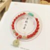 Natural South Red Single Loop Bracelet 💕， The size is about 7.3 mm, with natural Hotan Jade safety buckle, 1021758