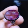 Pure natural purple hair crystal purple super seven ring for women, 925 sterling silver inlaid with a flap size of 15/10.8mm1023238645
