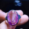 Pure natural purple hair crystal purple super seven ring for women, 925 sterling silver inlaid with a flap size of 15/10.8mm1023238645