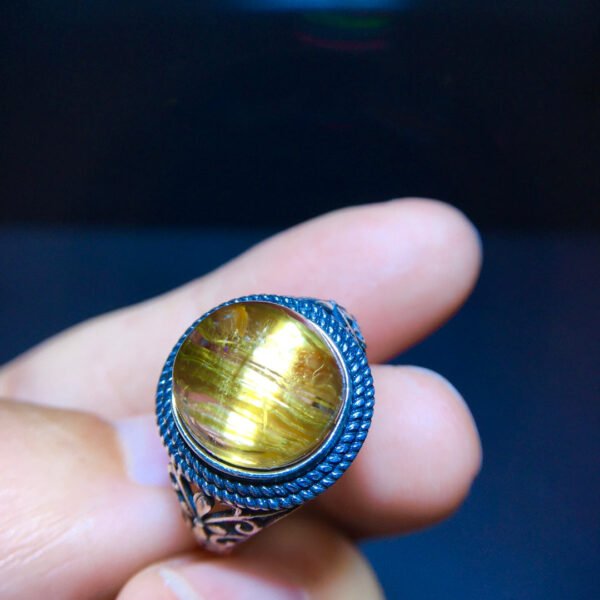 Super beautiful pure natural titanium crystal ring for women, 925 sterling silver inlay, adjustable size: 11.4/10.6mm2310368965