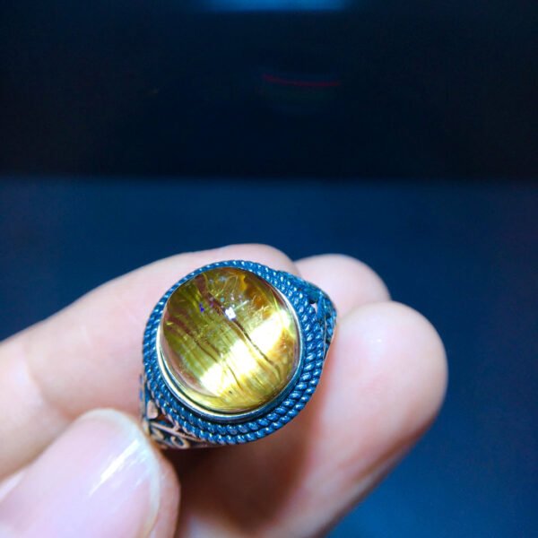 Super beautiful pure natural titanium crystal ring for women, 925 sterling silver inlay, adjustable size: 11.4/10.6mm2310368965