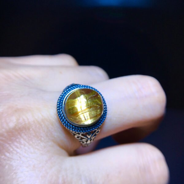 Super beautiful pure natural titanium crystal ring for women, 925 sterling silver inlay, adjustable size: 11.4/10.6mm2310368965