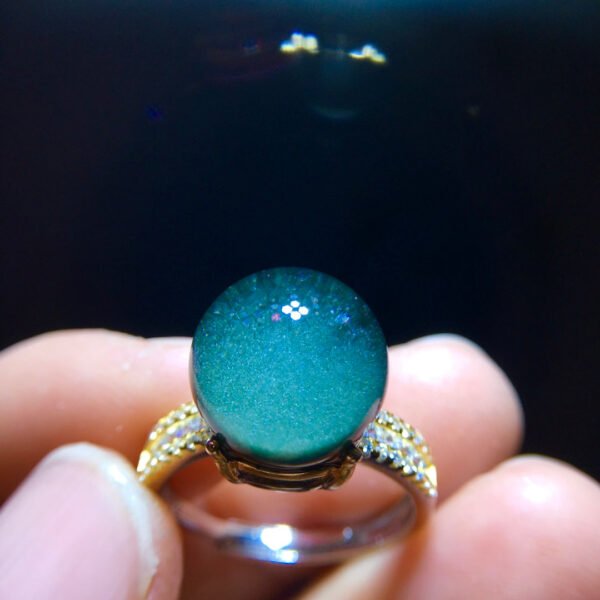 Natural green ghost treasure bowl ring for men and women, high-end 925 sterling silver inlaid, with a live size of 11.6mm2410238643