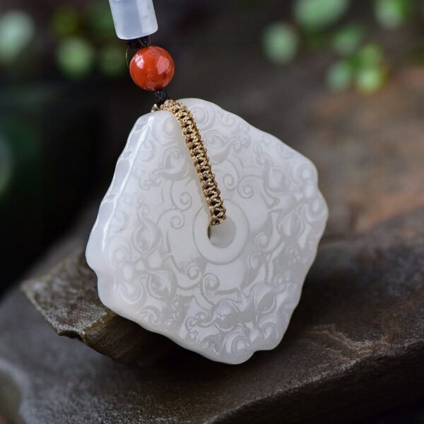 Natural pure hand carved Hotan Jade safety buckle pendant, pendant specification: 50.3 * 9.7mm24102693345