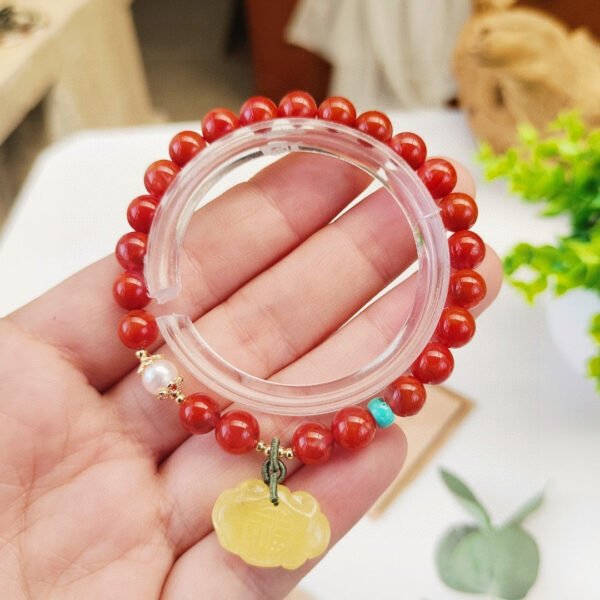 Natural South Red Single Loop Bracelet 💕 Size approximately 7.3mm2410069328
