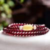 Exclusive design 👍 Natural Wine Red Garnet Three Ring Bracelet, with bead diameters of 4.8 to 4.9 millimeters2410135624