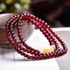 Exclusive design 👍 Natural Wine Red Garnet Three Ring Bracelet, with bead diameters of 4.8 to 4.9 millimeters2410135624