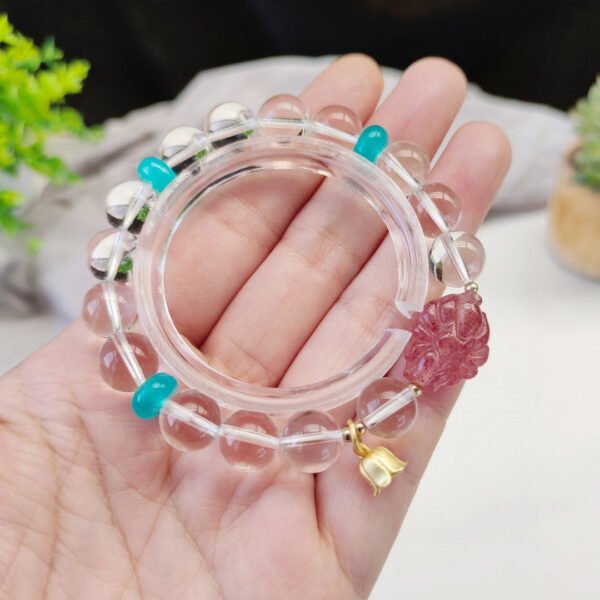 Natural White Crystal ➕ Strawberry crystal nine tailed fox beads with a diameter of 10 millimeters,2410045126