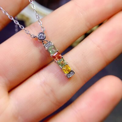 Colorful Blue Treasure Necklace, with a main stone size of 3mm square2510160168