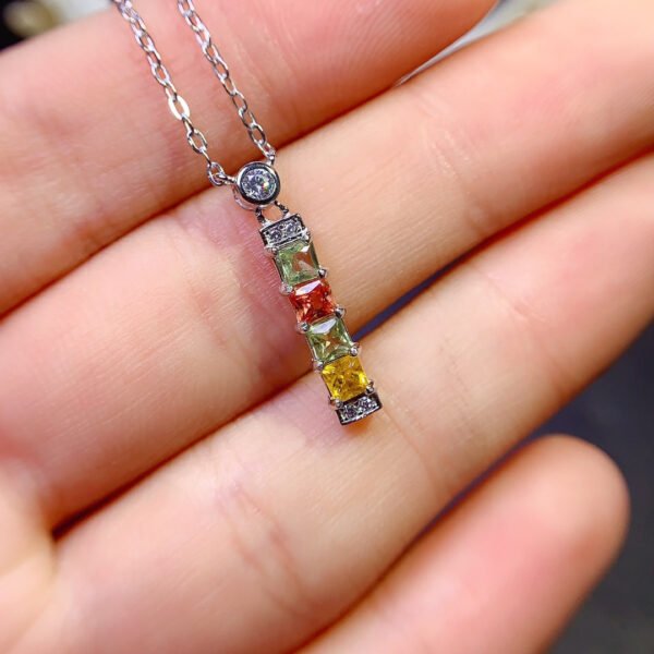 Colorful Blue Treasure Necklace, with a main stone size of 3mm square2510160168