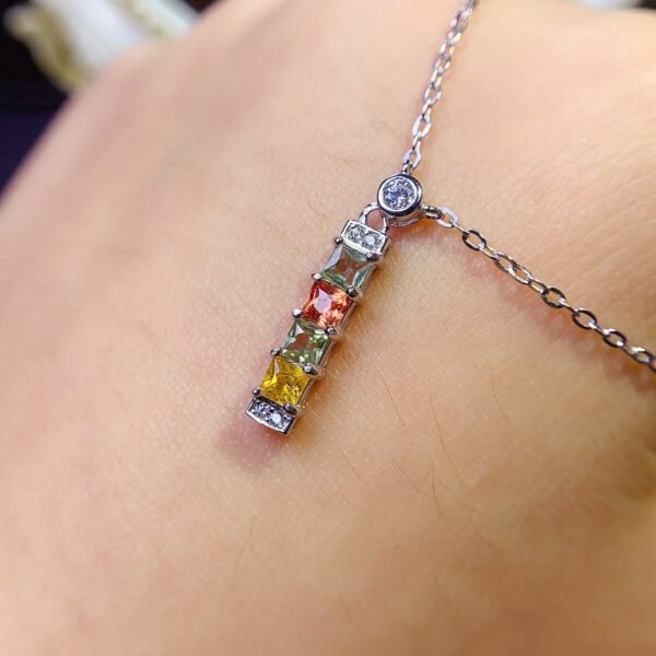 Colorful Blue Treasure Necklace, with a main stone size of 3mm square2510160168