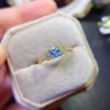Natural Swiss Blue Topaz Stone Ring, with a main stone size of 5mm square,2610099352