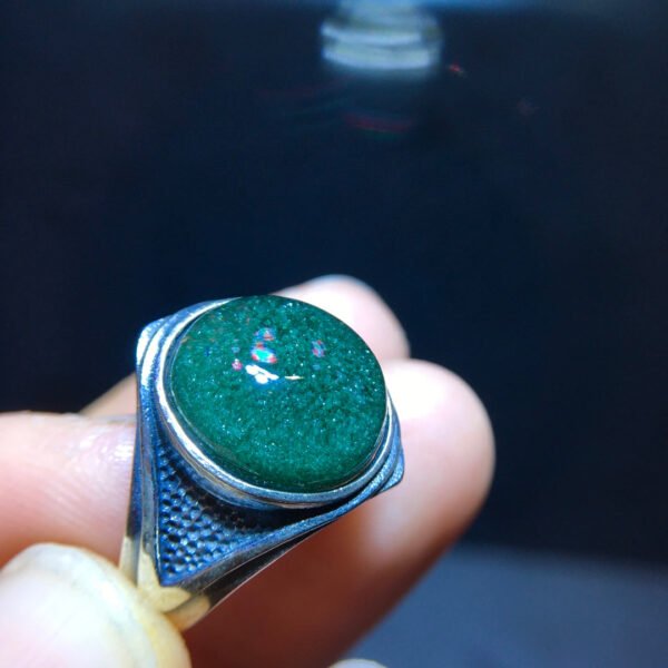 Natural Green Ghost Treasure Bowl Ring, Size 22.6/15.5mm2710298362