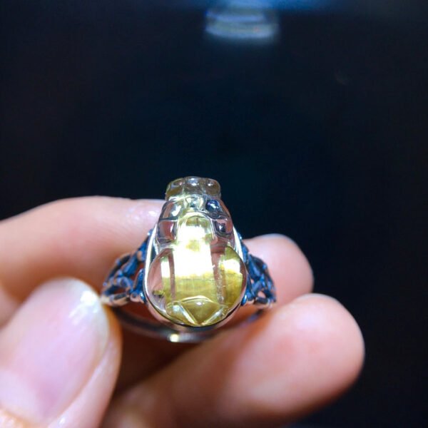 Pure natural titanium crystal pixiu ring for men and women, size: 16/10.4mm2710278348