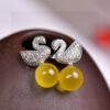 Natural Baltic mineral wax earrings, wax diameter: 8.5mm2710069531
