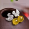 Natural Baltic mineral wax earrings, wax diameter: 8.5mm2710069531