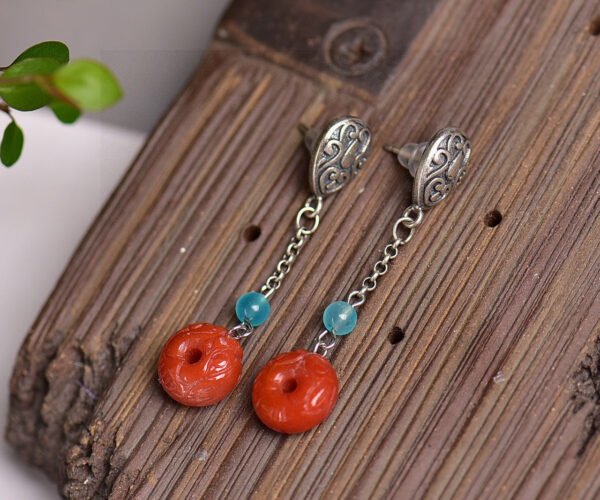 Original Light South Red Pixiu Earline/Earrings, South Red with a diameter of approximately 10.7mm2710085346