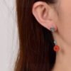 Original Light South Red Pixiu Earline/Earrings, South Red with a diameter of approximately 10.7mm2710085346