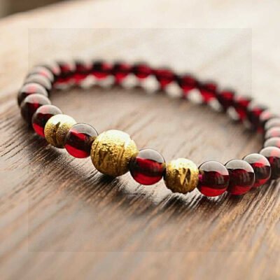 Natural wine red garnet single loop bracelet with a bead diameter of 6.7 millimeters2710109648