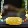 Natural Russian honey wax barrel bead clavicle chain, size approximately 35.3x19.4mm, naked weight approximately 9.05g2710690134