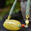 Natural Russian honey wax barrel bead clavicle chain, size approximately 35.3x19.4mm, naked weight approximately 9.05g2710690134