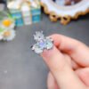 Pure Natural Moonlight Stone Ring Shipped, Main Stone Size 4 * 6mm2810120546