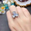 Pure Natural Moonlight Stone Ring Shipped, Main Stone Size 4 * 6mm2810120546