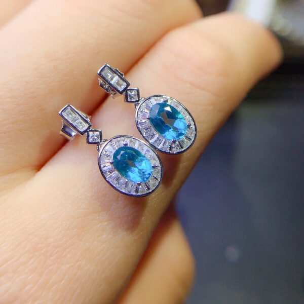 Natural apatite earrings, main stone size 4 * 6mm3110130127