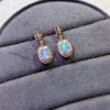 Pure natural dazzling white opal earrings, with a main stone size of 4 * 6mm0211110156