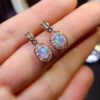 Pure natural dazzling white opal earrings, with a main stone size of 4 * 6mm0211110156