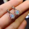 Pure natural dazzling white opal earrings, with a main stone size of 4 * 6mm0211110156