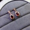 Pure natural Mozambique garnet earrings, main stone 4 * 5mm0211095188