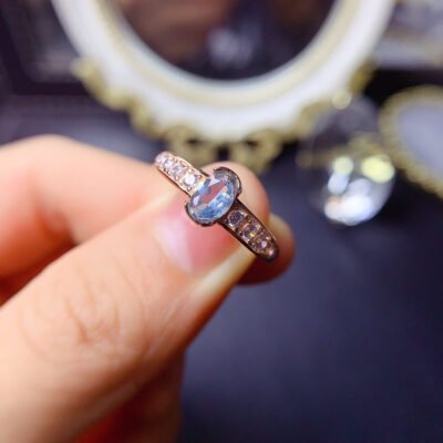 Sky Blue Topa Stone Ring Shipped, Main Stone Size 4 * 6mm,0211085115