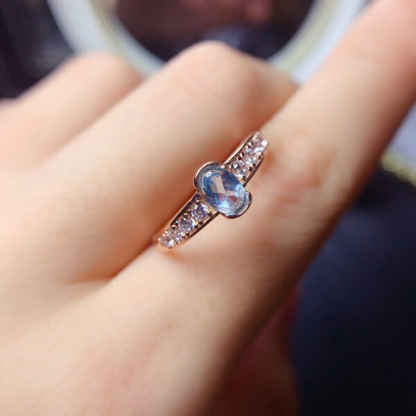 Sky Blue Topa Stone Ring Shipped, Main Stone Size 4 * 6mm,0211085115
